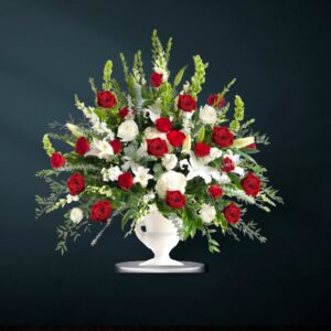 Elegant White and Red Sympathy Tribute