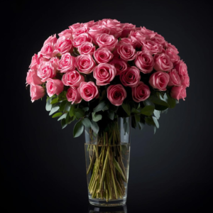 Vase Arrangement Of Pink Roses 36 Stems