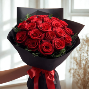 Minimalistic Red Rose Bouquet 15 Stems