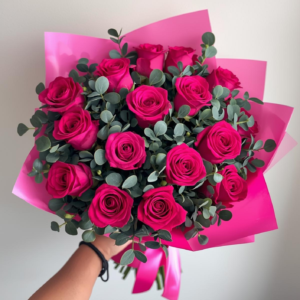 Hot Pink Roses 18 Stems