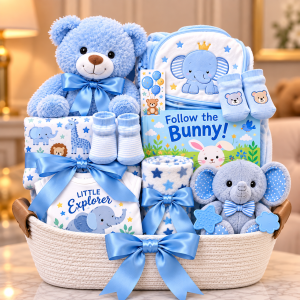 Welcome Baby Boy Gift Basket