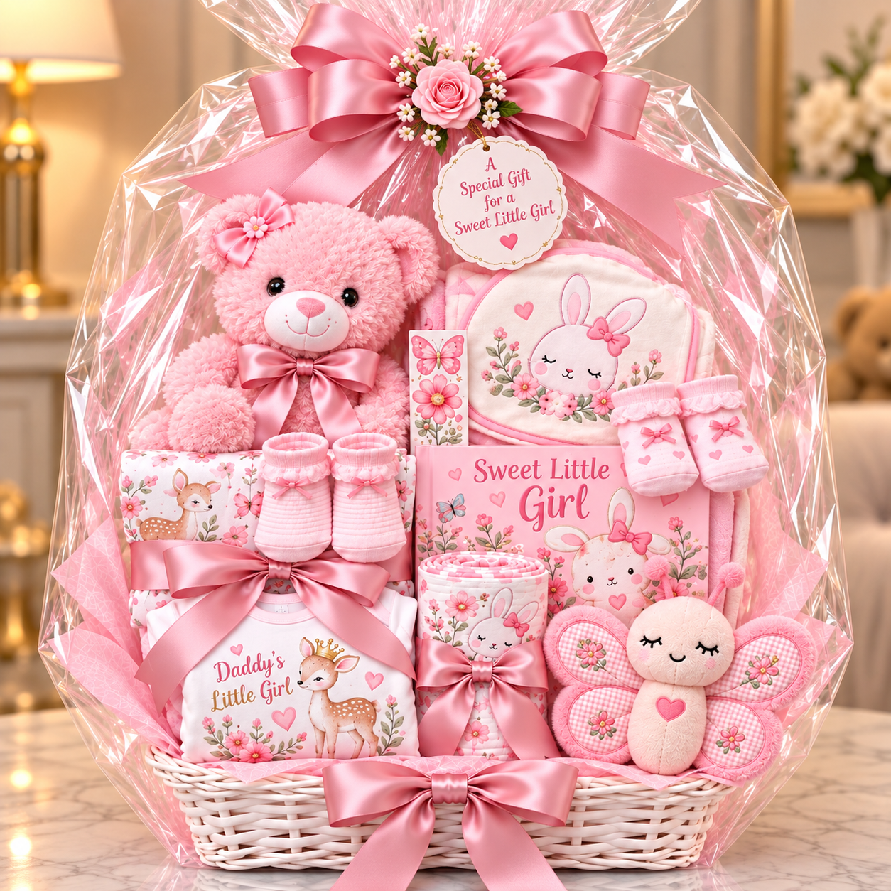 Welcome Baby Girl Gift Basket - Image 2