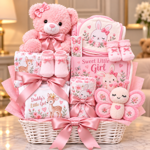 Welcome Baby Girl Gift Basket